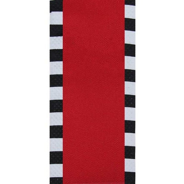 2.5" Faux Royal Burlap/Stripe Edge Ribbon: Red & Black (10 Yards)