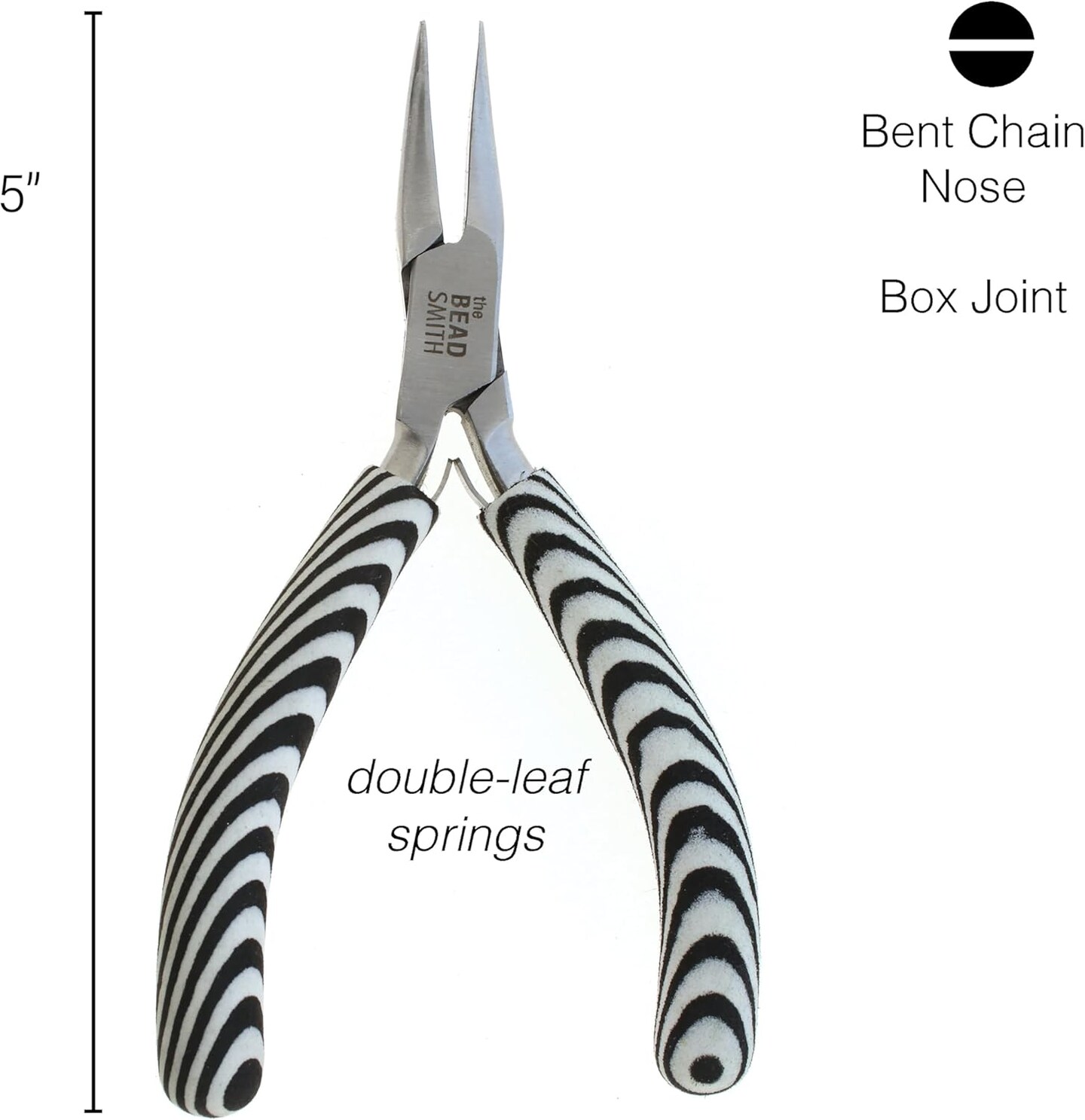 The Beadsmith Chain Nose Pliers – Zebra Print Line – Comfortable Handle with Double Leaf Springs – Jewelry Making Tool for Creating Bracelets, Earrings and Necklaces