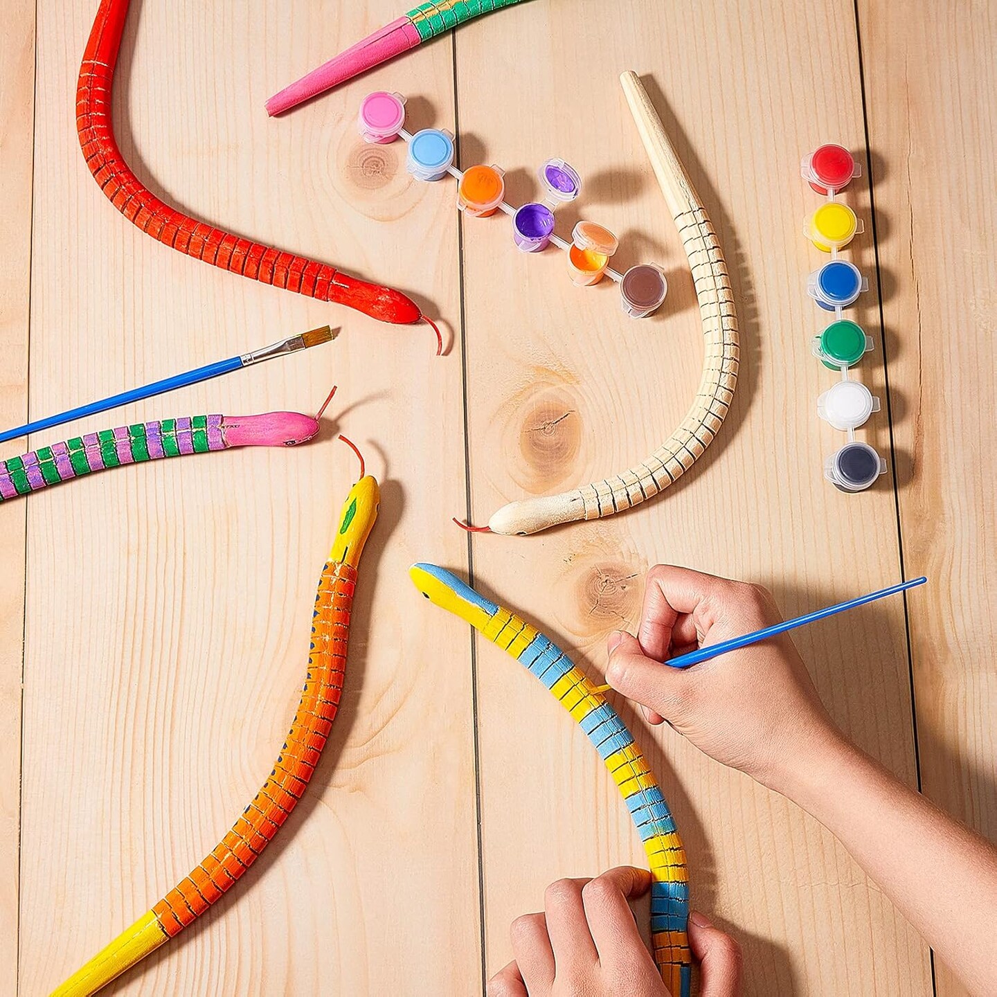 150 Pieces 12 Inch Wiggly Jointed Flexible Wood Snakes to Paint
