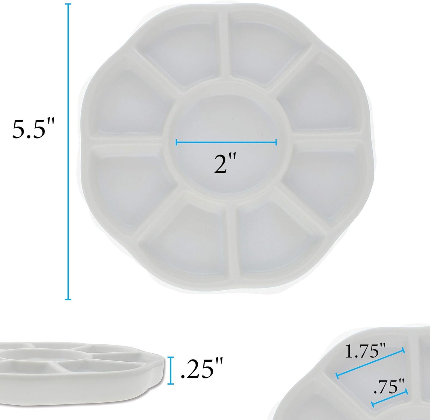 The Beadsmith Ceramic Mixing Palette, Sunflower Design Bead Tray, Arts & Crafts Accessories Organizer, 5.5' x 5.5' x .5', 9 Compartments (1 Palette)