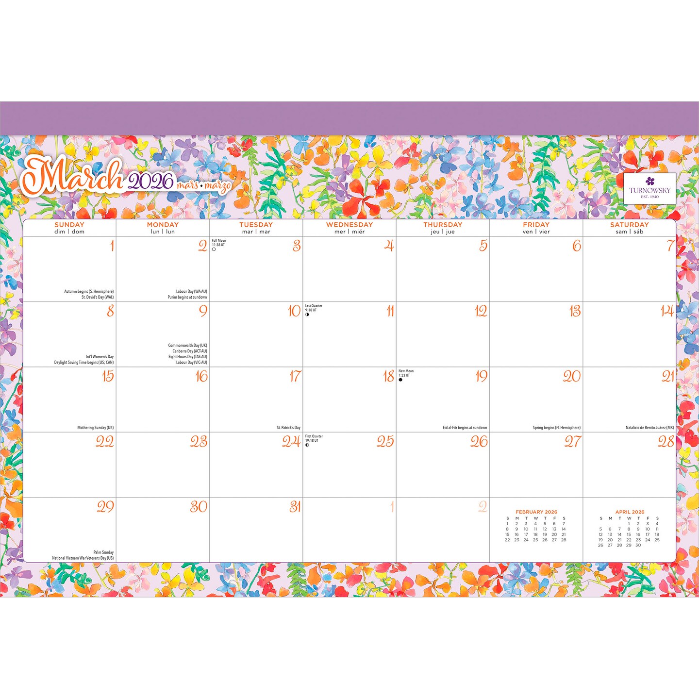 House of Turnowsky OFFICIAL | 2026 15.5 x 11 Inch Monthly Desk Pad Calendar