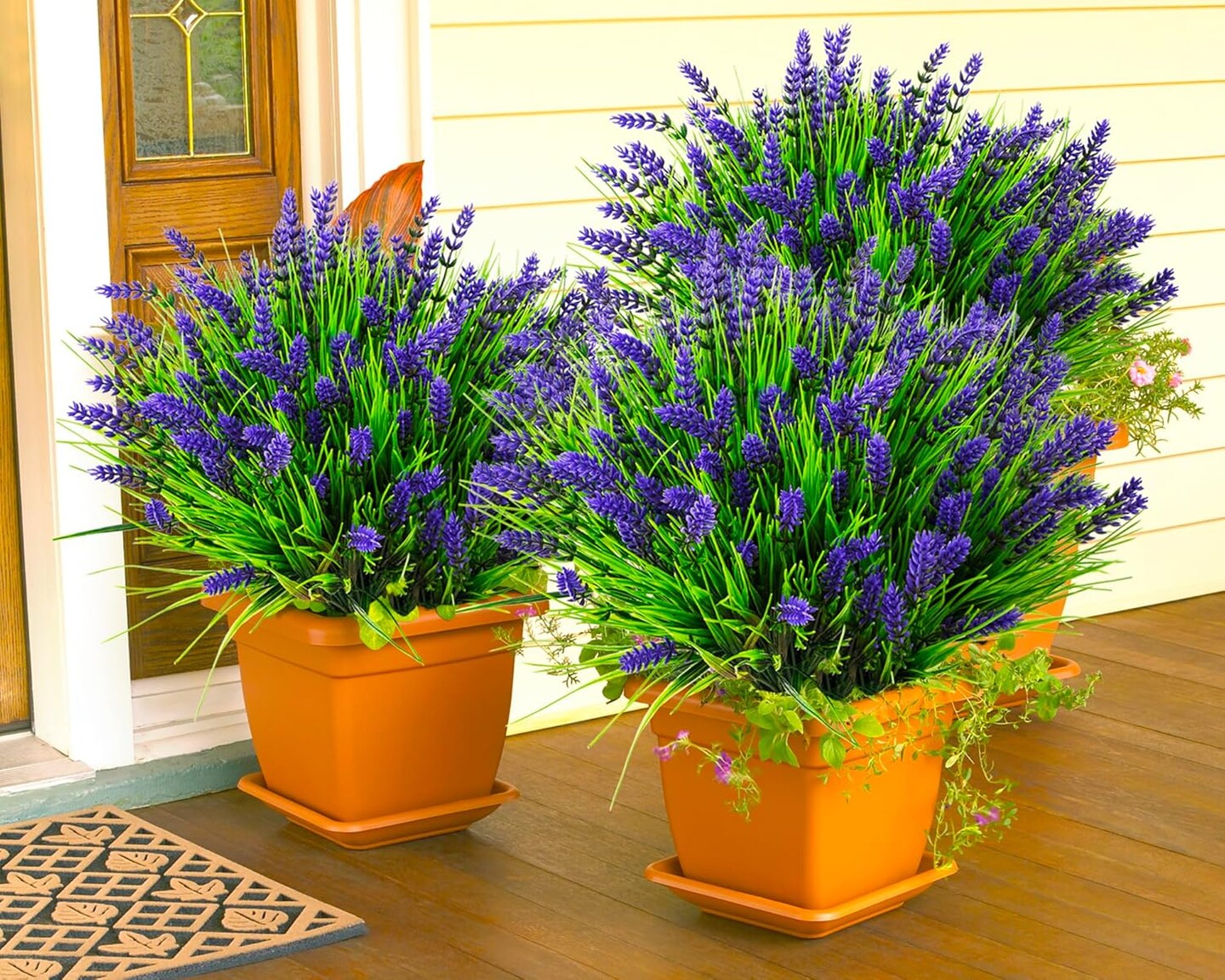 Artificial Plants Outdoor, 22 Pcs Fake Flowers UV Resistant Outdoor Artificial Lavender Flowers, Plastic Faux Plants for Porch Garden Planter Yard Window Box