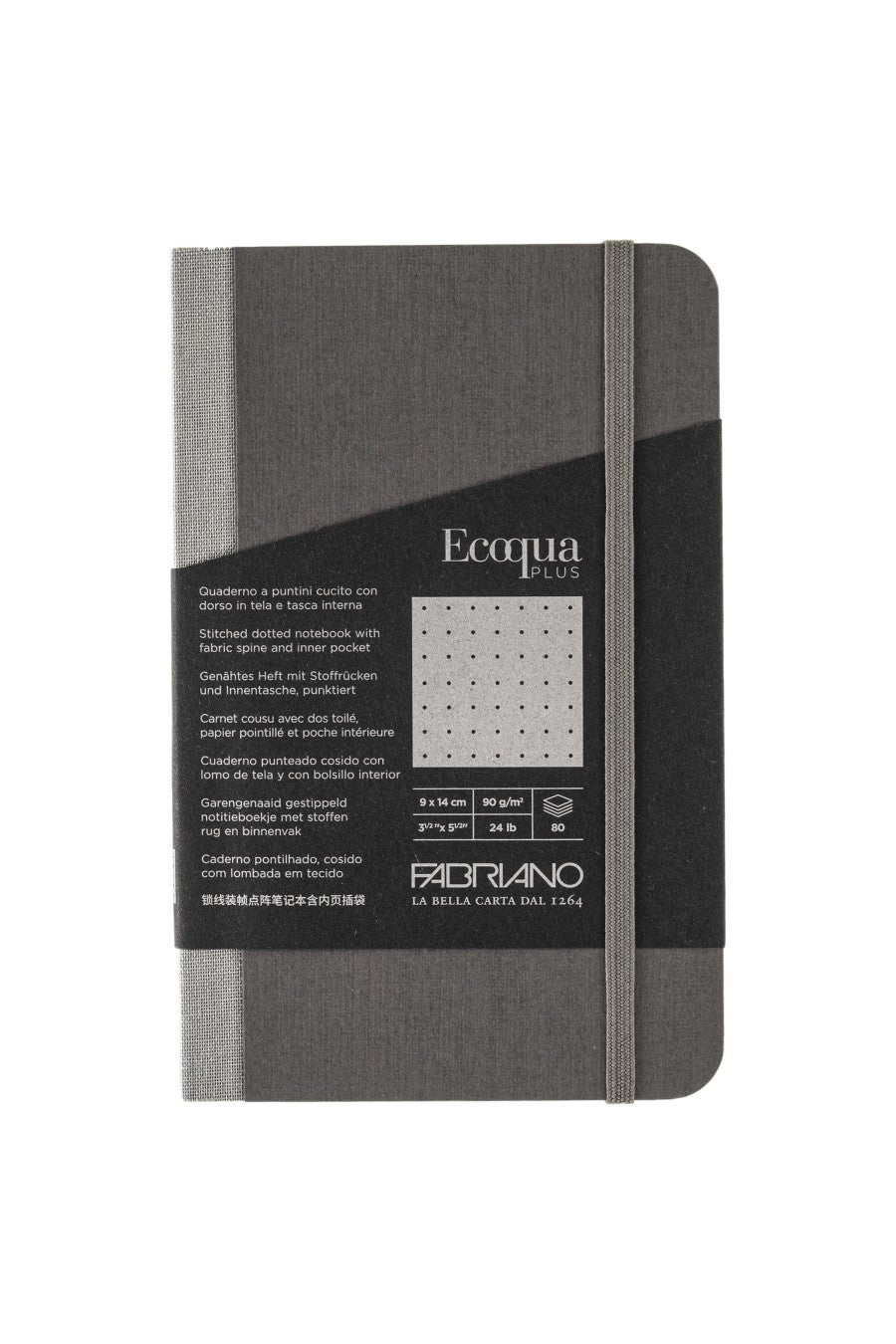 Fabriano Ecoqua Plus Sewn Bound 100% Italian made Notebook, 3.5" x 5.5", 90gsm, 80 Sheets