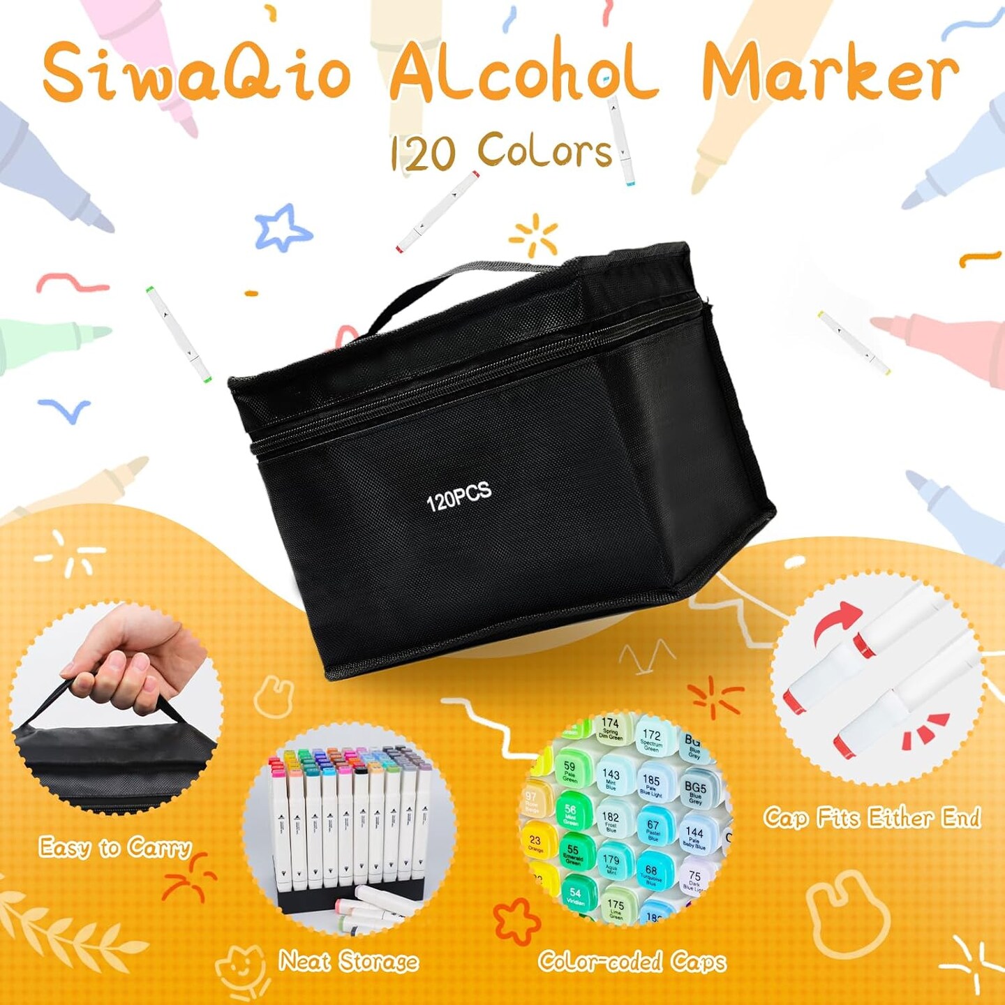 120 Colors Dual Tip Art Marker for Adults Coloring Books