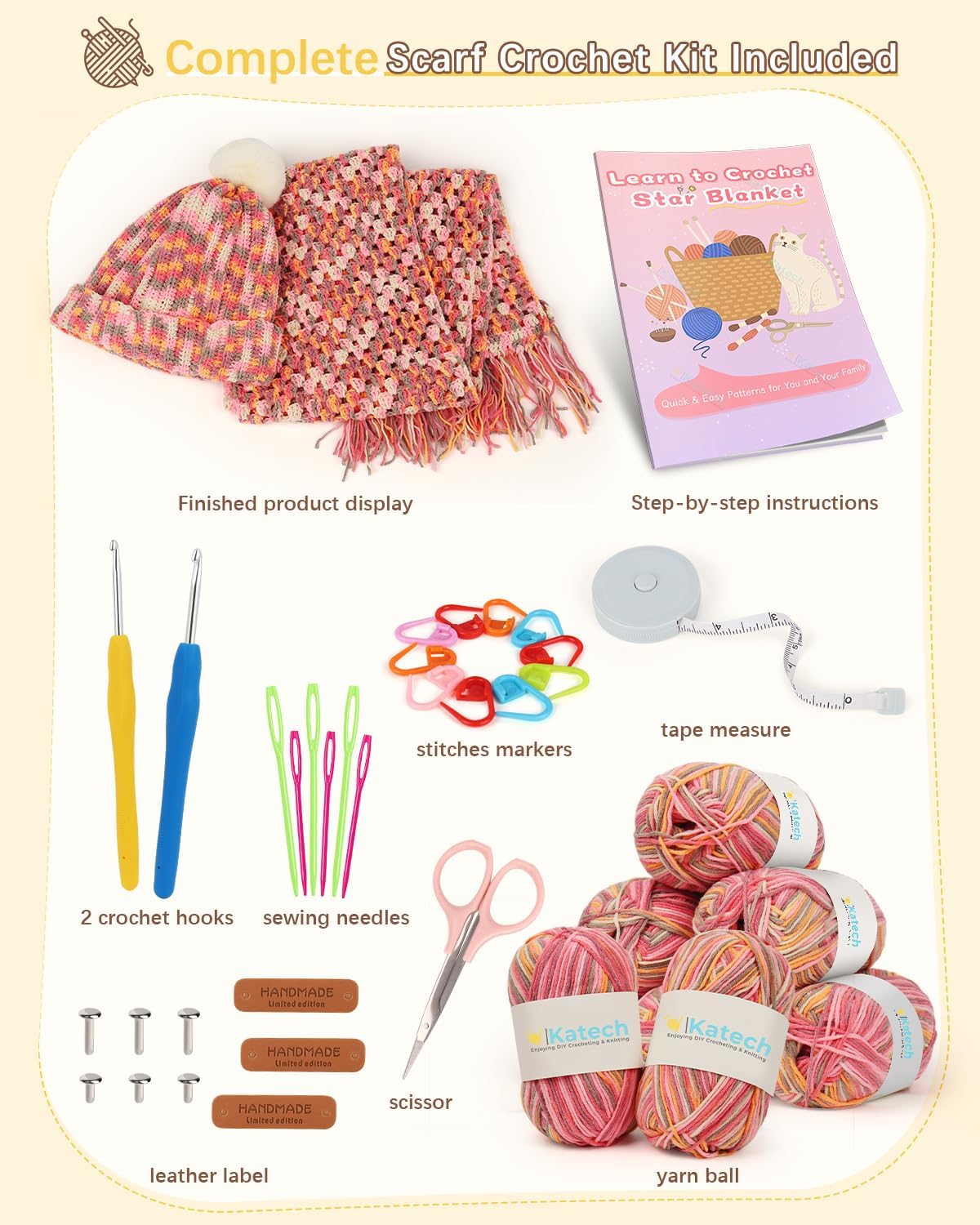 Crochet Kit for Beginners-Crochet Kit for Adults &#x26; Kids