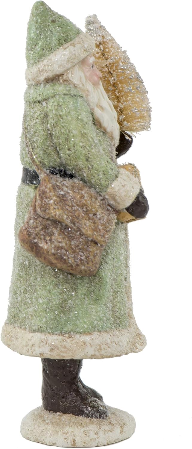 Glittered Resin Santa Figure (Green)