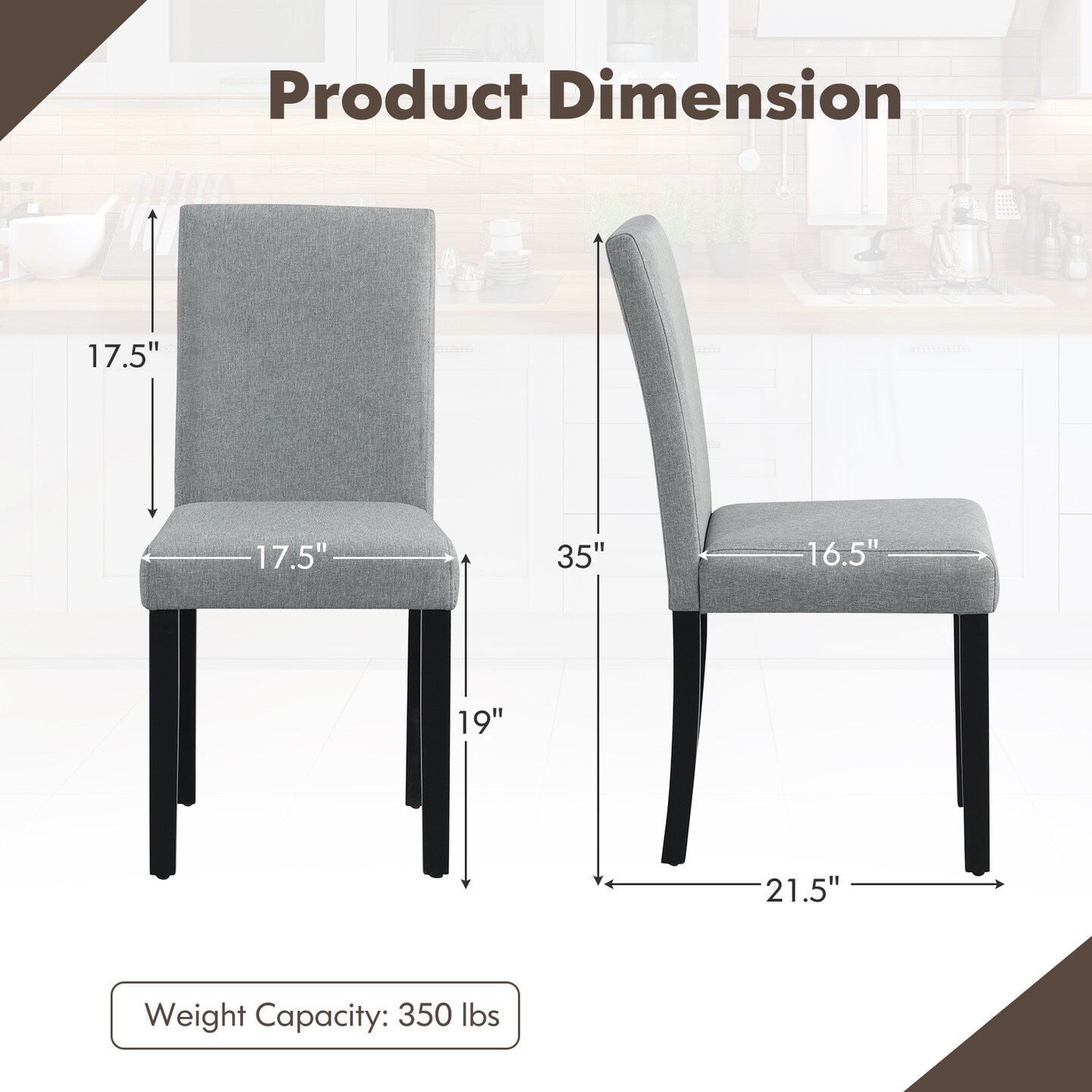 Dining Chair Set of 4 Upholstered Kitchen Dinette Chairs with Wood Frame