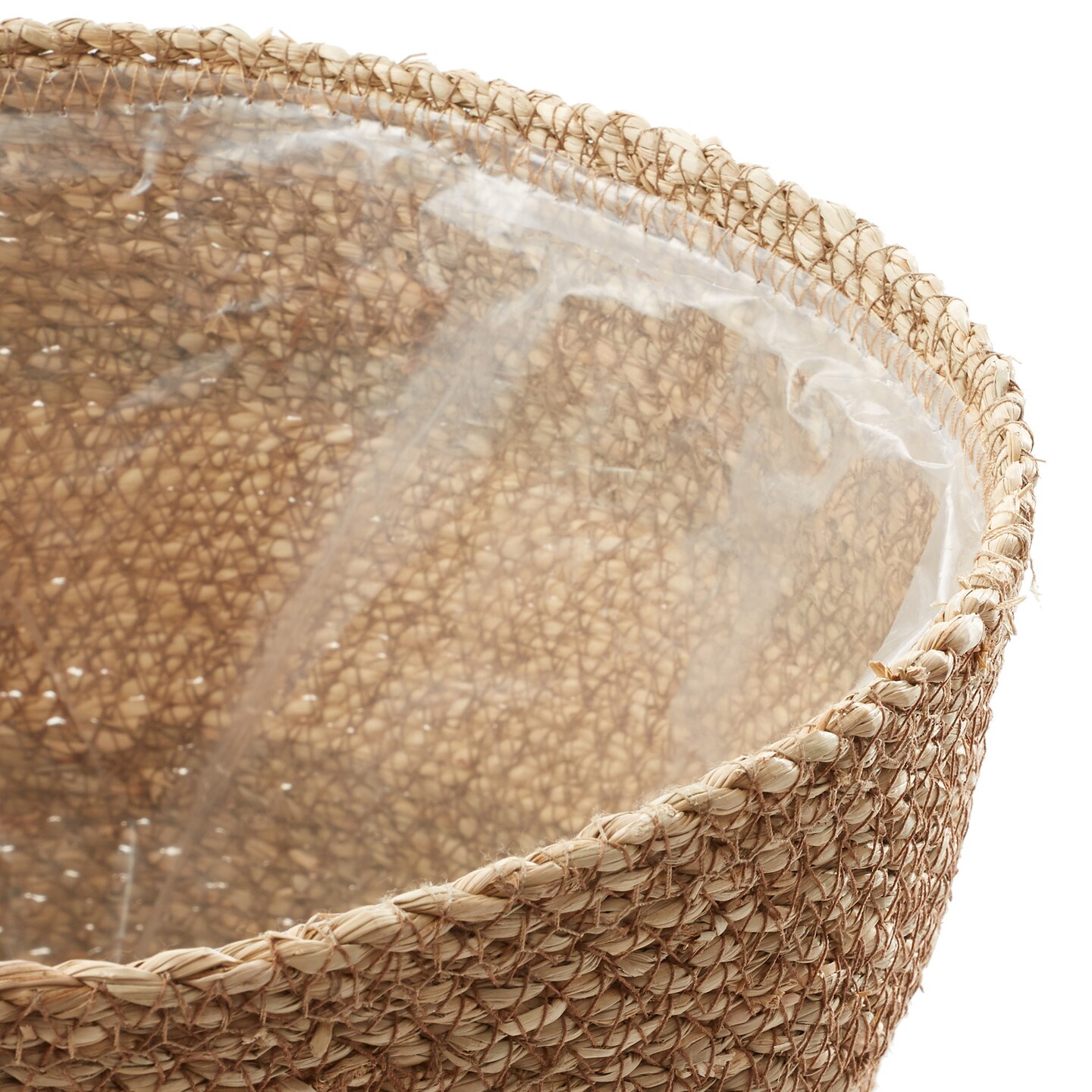 Casafield Set of 3 Seagrass Planter Baskets with Liners, Hand Woven Indoor Flower Pot Covers for Plants, Succulents, Home Decor
