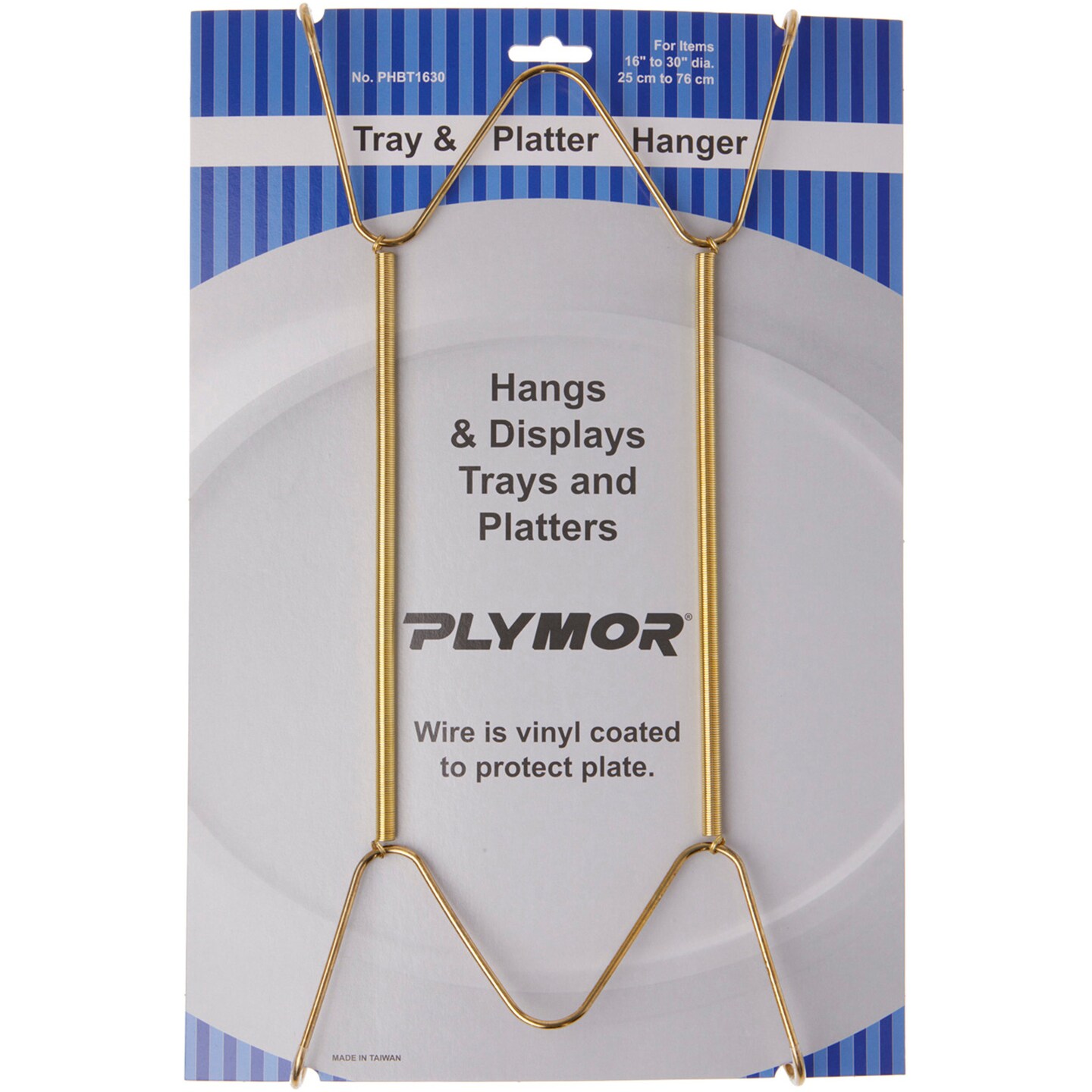 Plymor Gold Finish Wall Mountable Tray and Platter Hanger, 14.25&#x22; H x 6.5&#x22; W x 0.875&#x22; D (For Trays or Platters 16&#x22; - 30&#x22;)