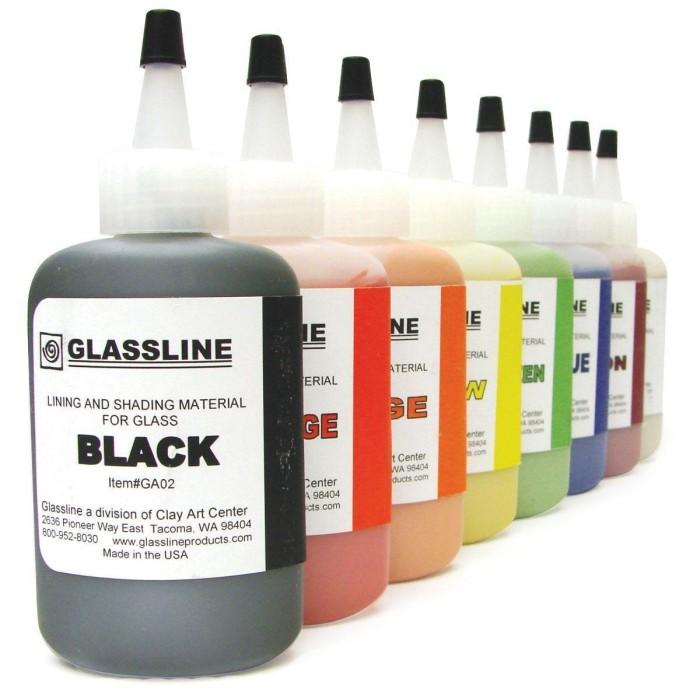 Glassline Lead-Free Fusing Glass Paint Bottle Pen Kit - 14 Colors &#x26; 1 Tip Set