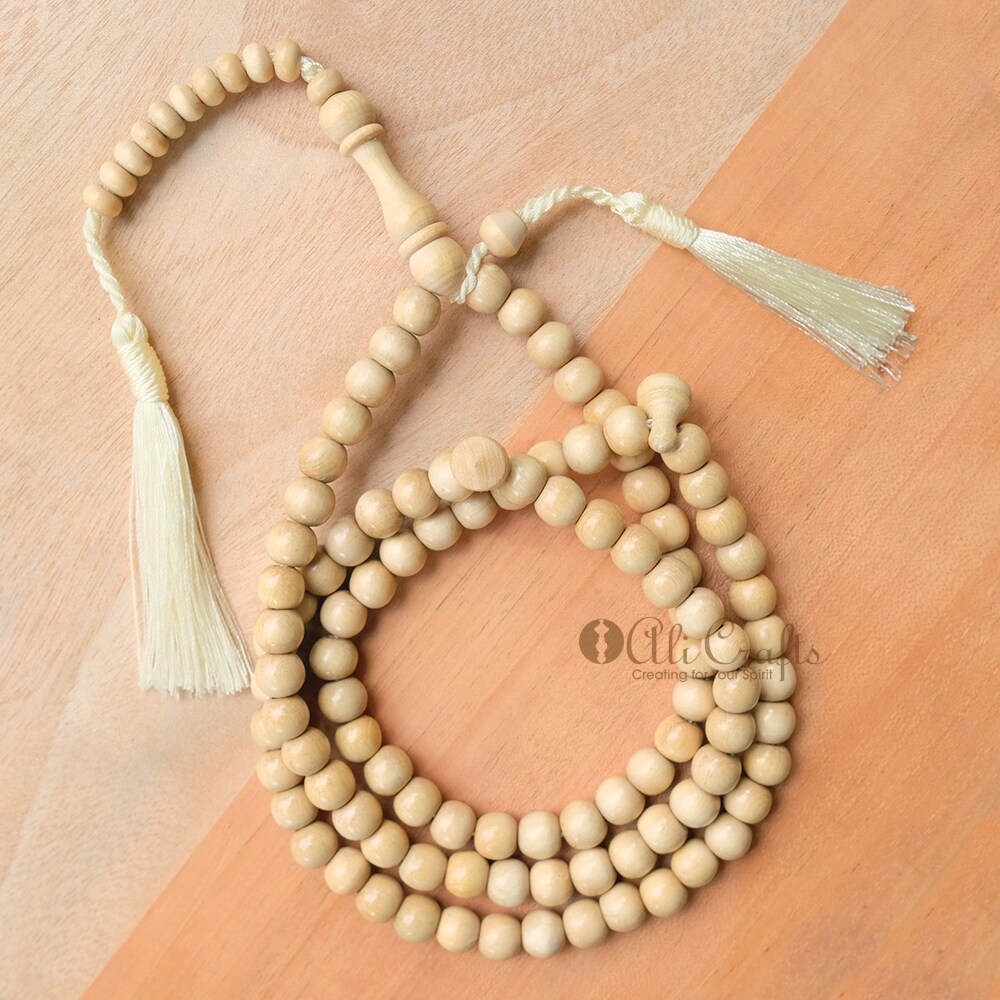 Muslim Natural Yellow Citrus Wood Tasbih - 99 Beads 8mm Islamic