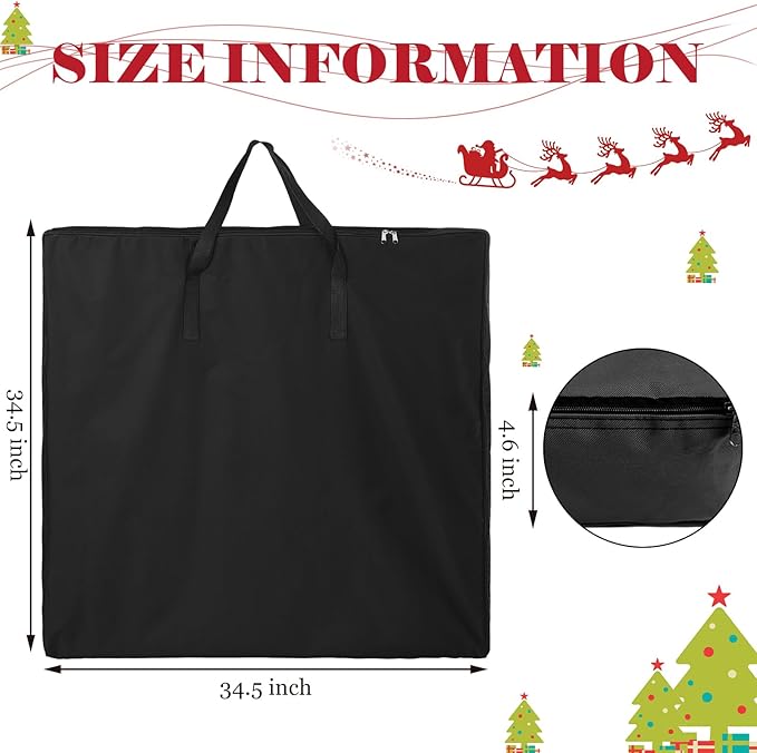 Pop Up Christmas Tree Storage Bag Large Tree Storage Container Oxford Polyester Christmas Tree Bag with Handles and Zippers for Pop Up Christmas Tree Decorations (Black,34 x 34 x 4.7 Inch)