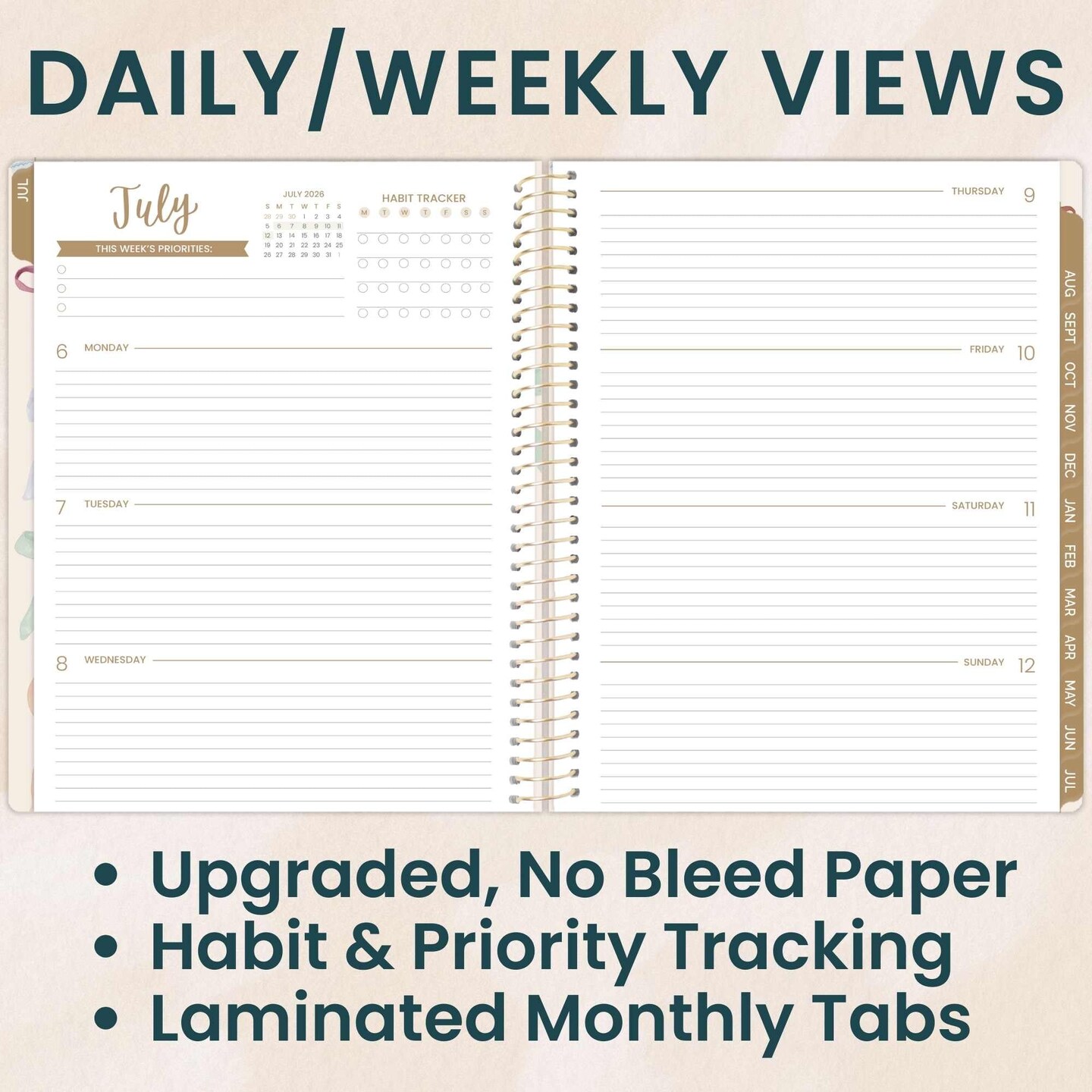bloom daily planners 2026-2027 Academic Planner, 13 Month Soft Cover Monthly & Weekly, 8.5" x 11", Stickers Included, Bows