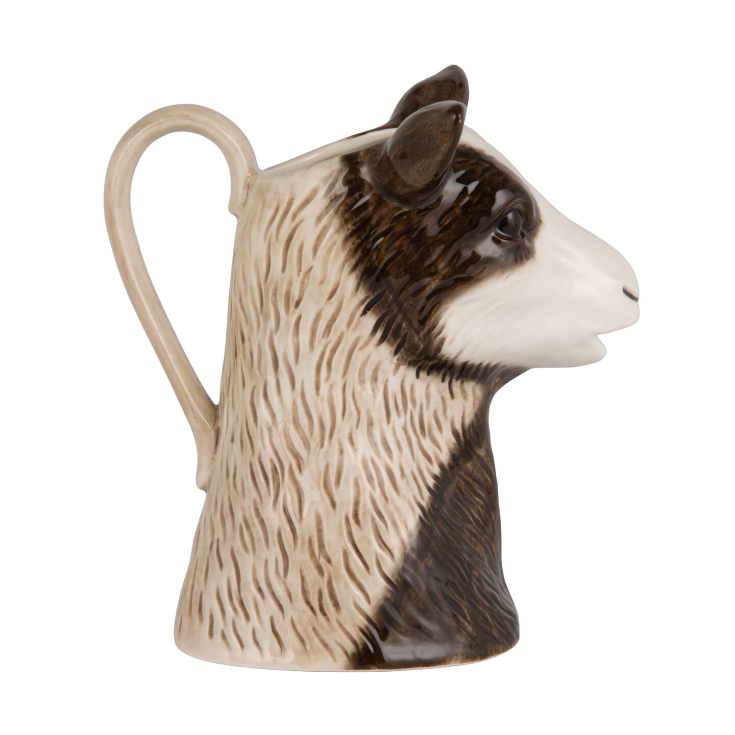 Hello Honey 12-Ounce Stoneware Goat Shaped Pitcher, Brown and White
