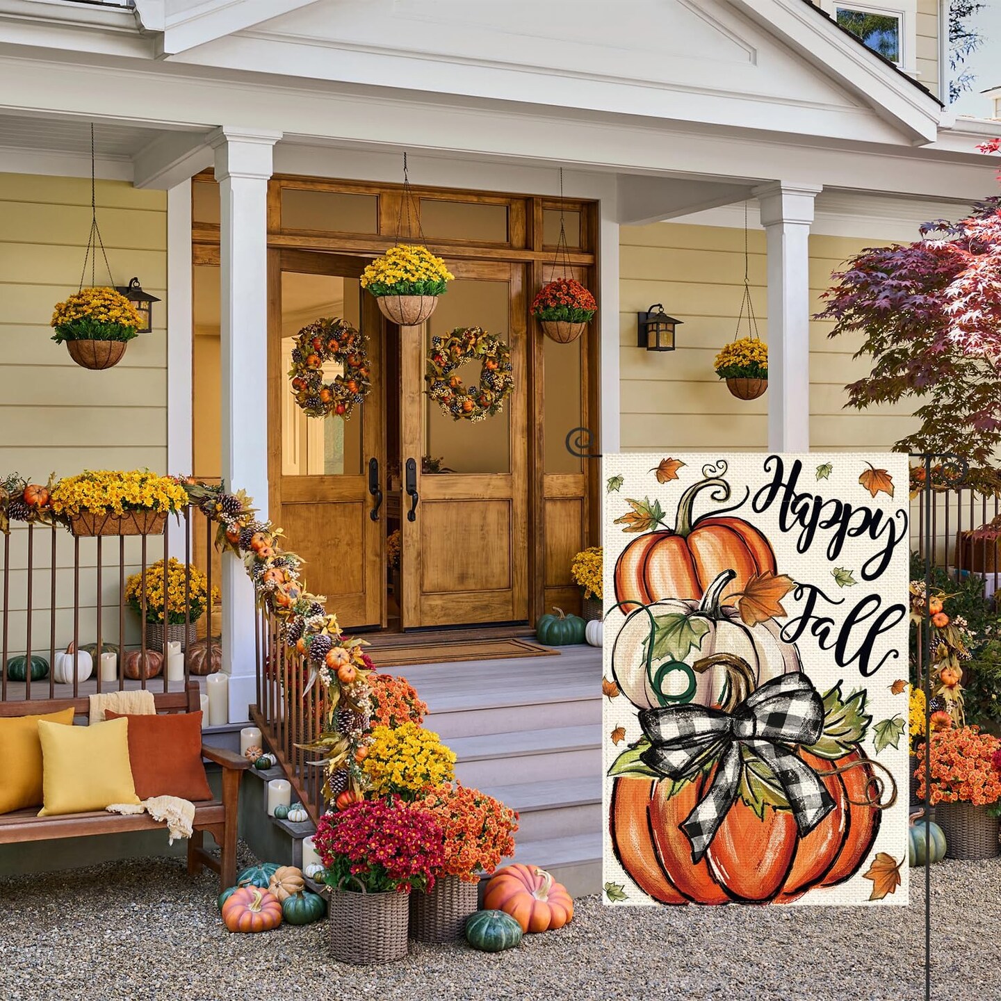 Happy Fall Garden Flag(Orange)