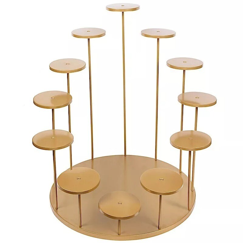 Gold 29&#x22; Tiered 12 Arm Round Metal Cupcake Holder Dessert Display Stand Party
