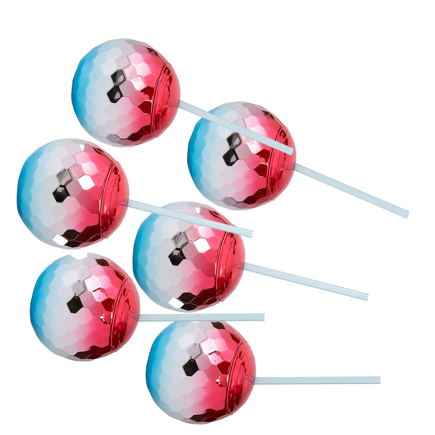 20 oz Patriotic Disco Ball Shaped Plastic Cups with Lids &#x26; Straws 6 Pieces