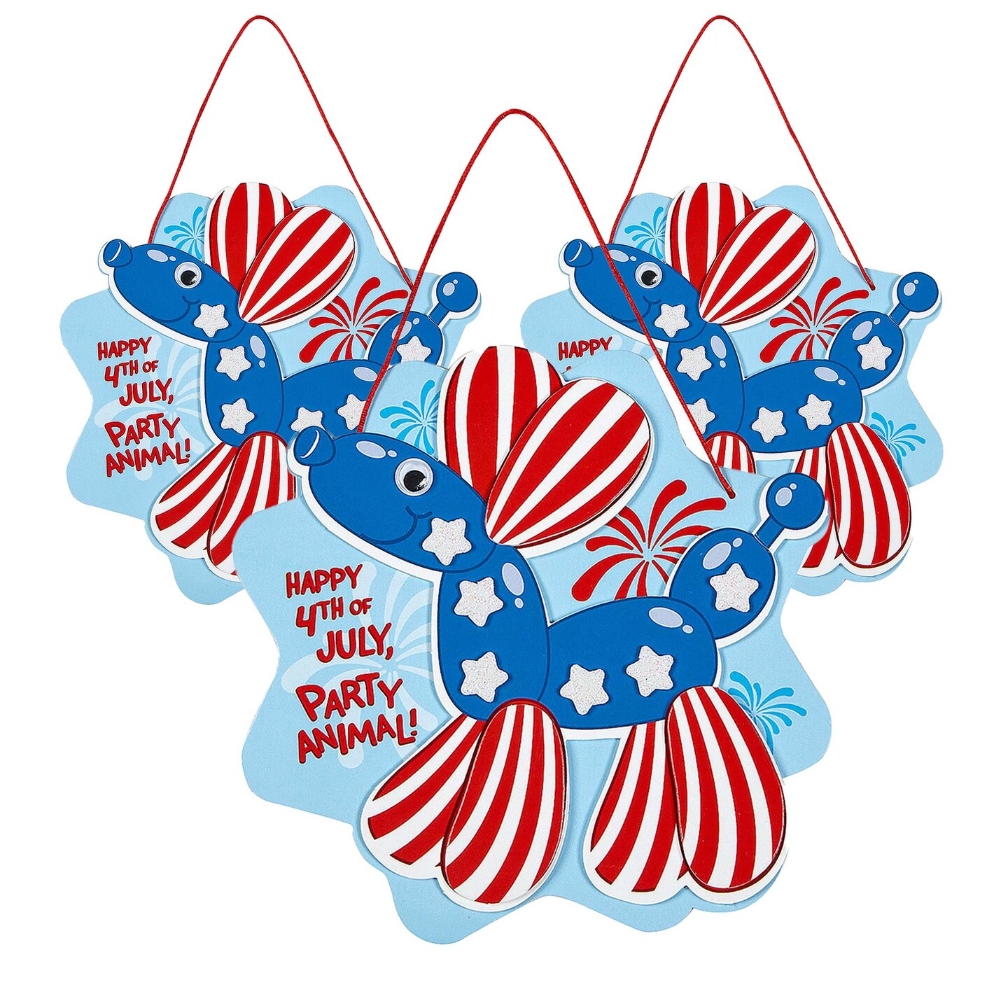 6 1/2" x 6 1/2" Patriotic Balloon Dog Foam Sign Craft Kit Makes 12