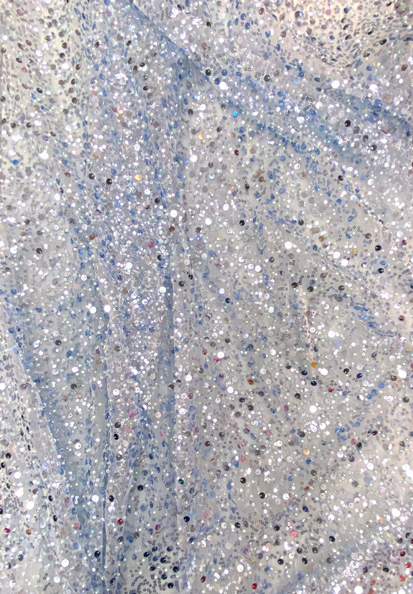 1 Yard Light Blue Beaded Lace Fabric Mesh For Formal Dresses And Costumes