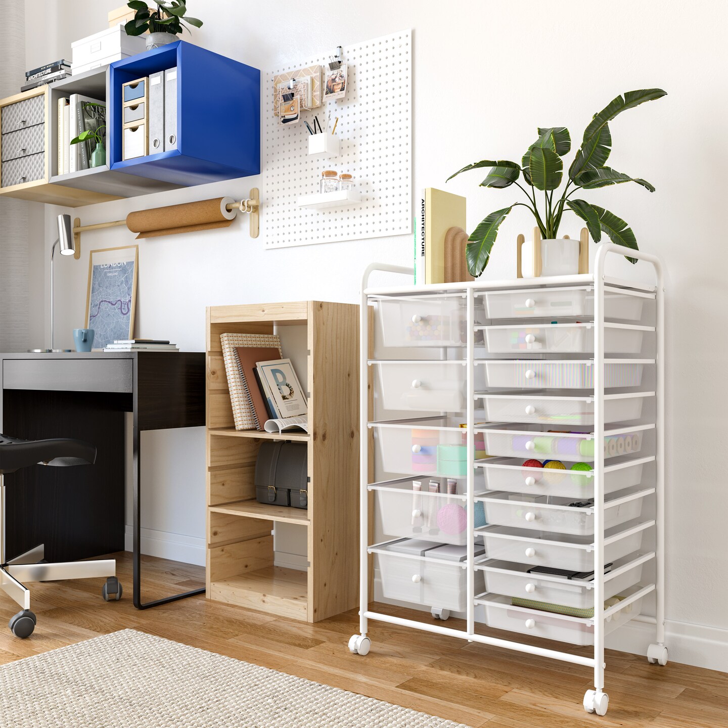 Seville Classics 15-Drawer Organizer Cart, 25.2&#x22; W x 15.3&#x22; D x 38.2&#x22; H
