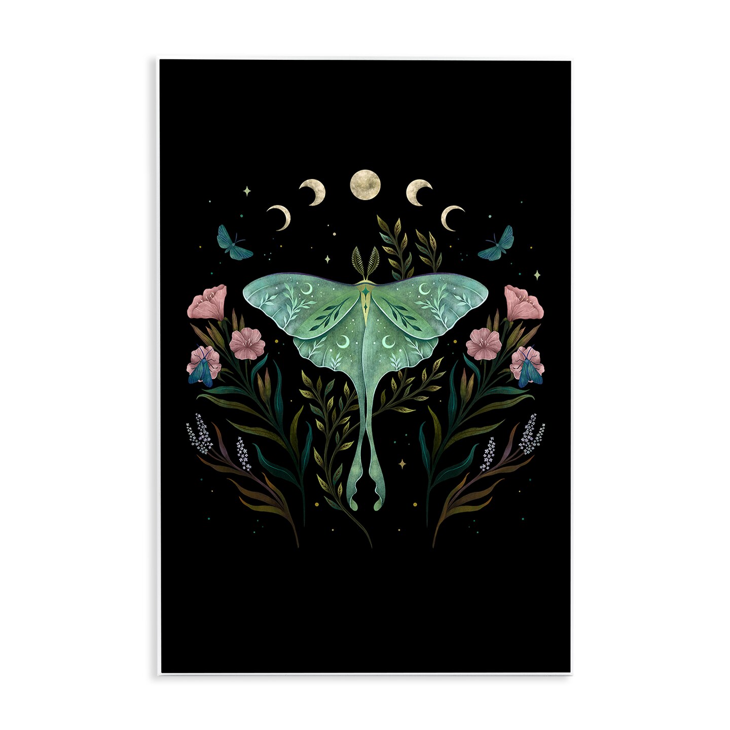 Stupell Industries Luna Moth with Florals Wall Plaque Design By Episodic Drawings