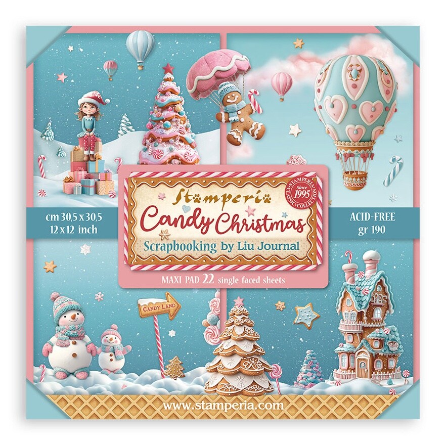 Stamperia Single-Sided Paper Pad 12&#x22;x12&#x22; 22/Pkg-Candy Christmas