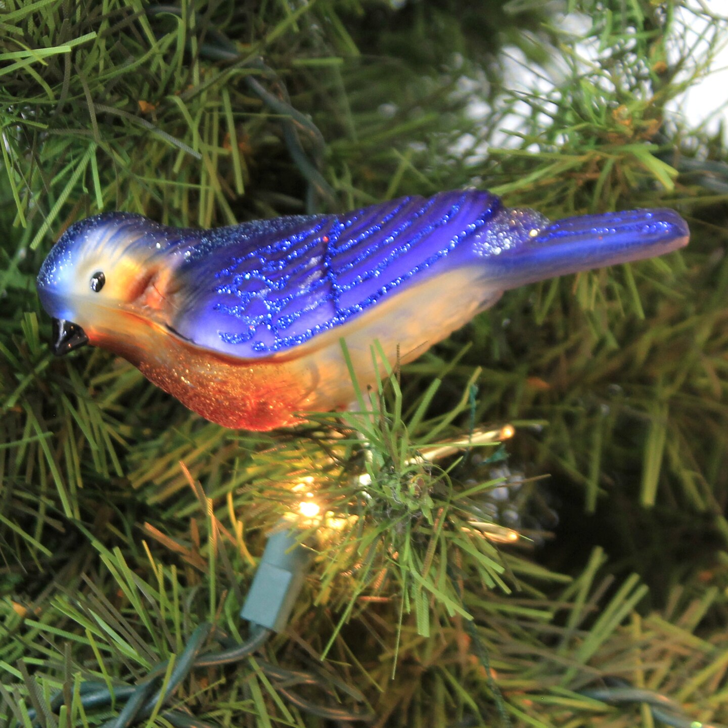 Old World Christmas 2.25 In Western Bluebird. Christmas Tree Ornament , Clip-On Happiness