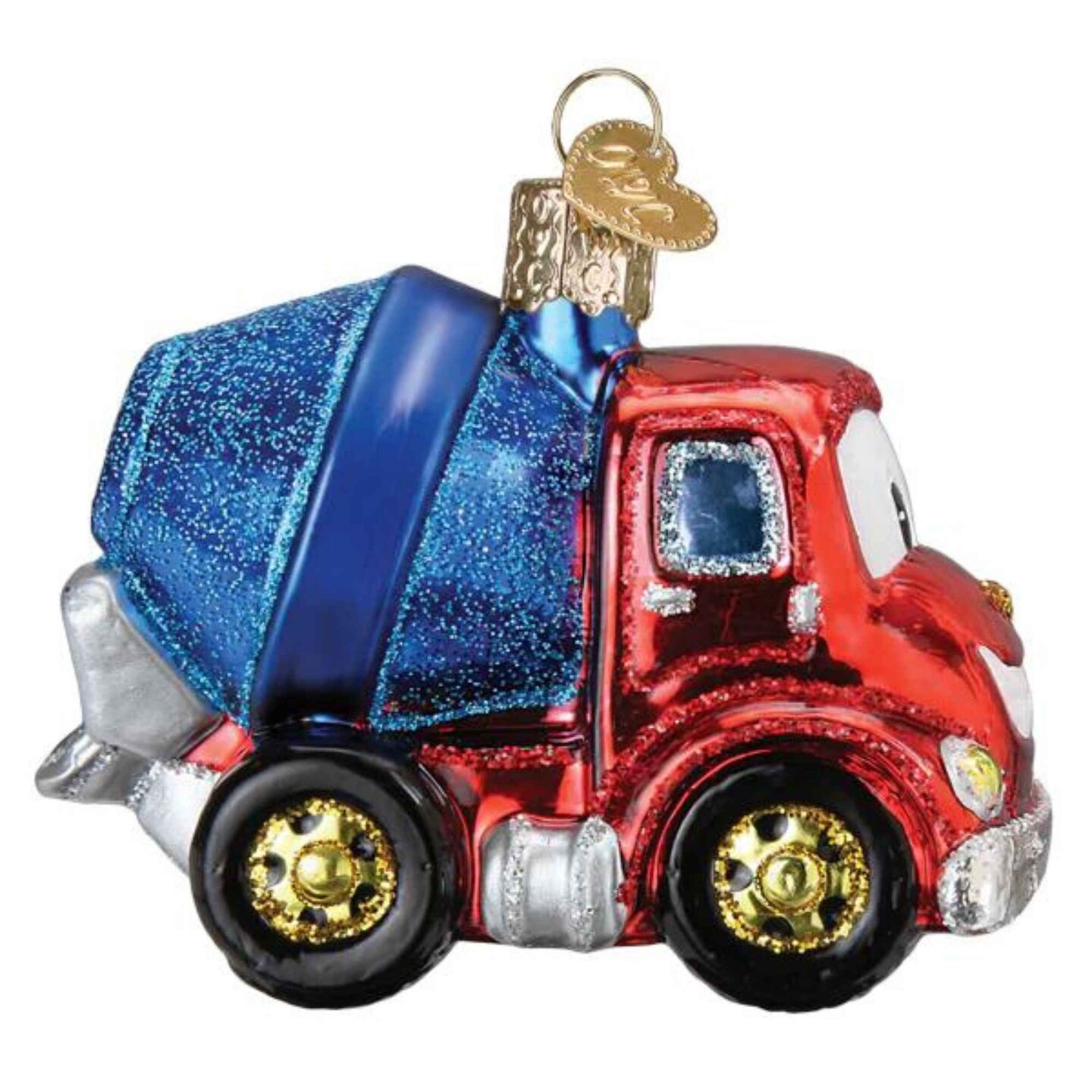 Old World Christmas 2.75 In Cheerful Cement Truck Tree Ornament , Ornament Construction Toy