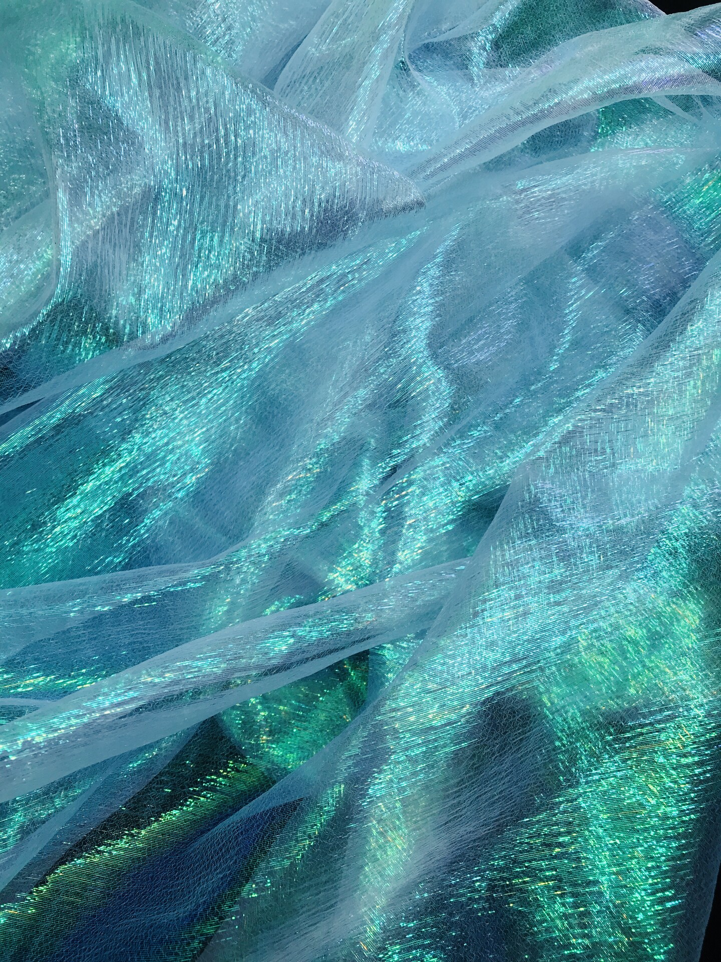 1 Yard Aqua Crush Barbie Organza Fabric Iridescent Sheer Lightweight Material for Dresses &#x26; Decor 45 Inch Wide