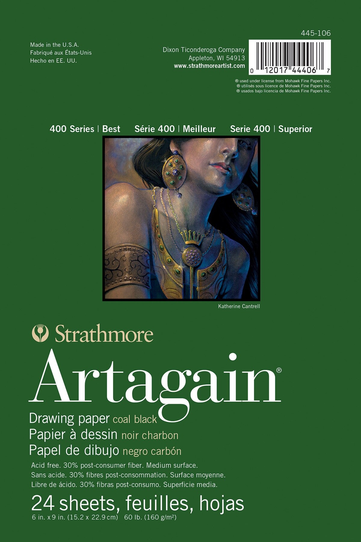 Strathmore 400 Series Artagain Drawing Pad 6"X9"-Glue Bound Black, 24 Sheets