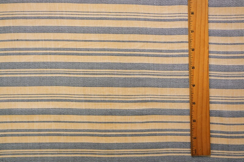 Yellow-Black-White Rayon Cotton Stripe Dobby Woven Fabric By the Yard
