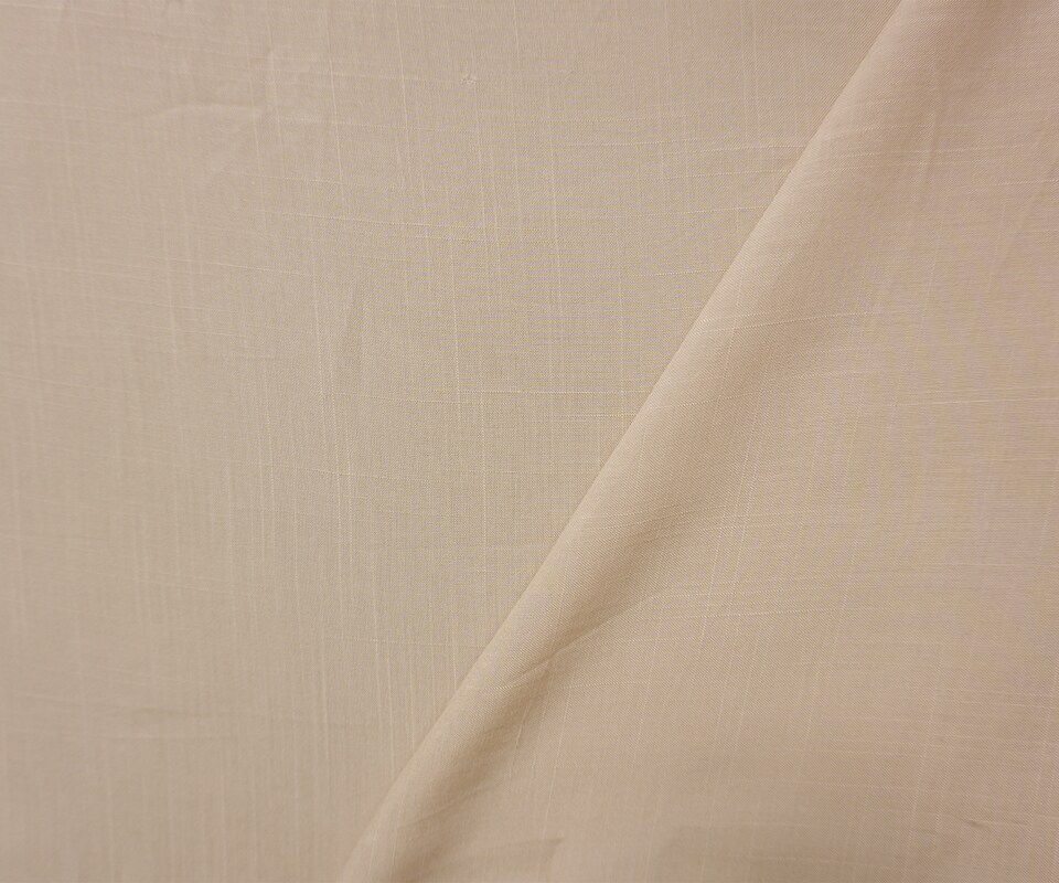 Beige Rayon Solid Cross Hatch Linen-Look Challis Woven Fabric By the Yard