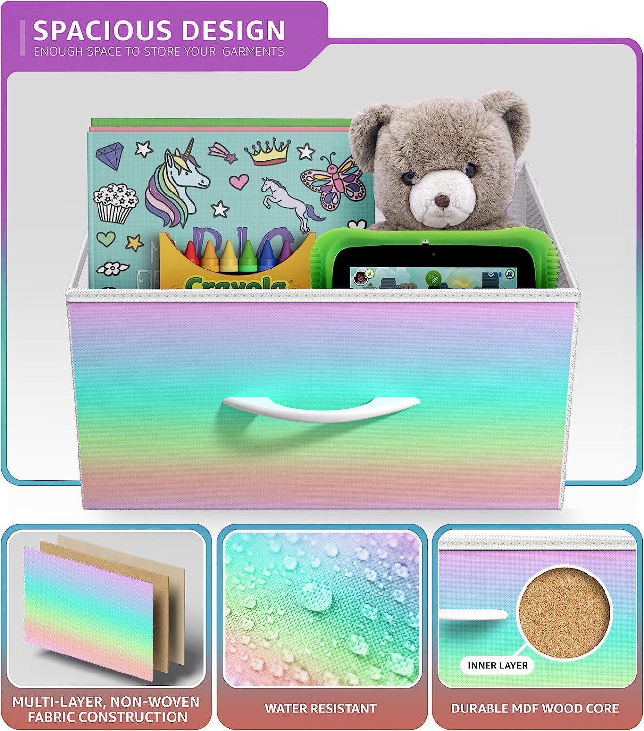 Sorbus Dresser with 3 Drawers - Bedside Furniture & Accent End Table Chest for Home, Bedroom Accessories, Office, College Dorm, Steel Frame, Wood Top, Fabric Drawers