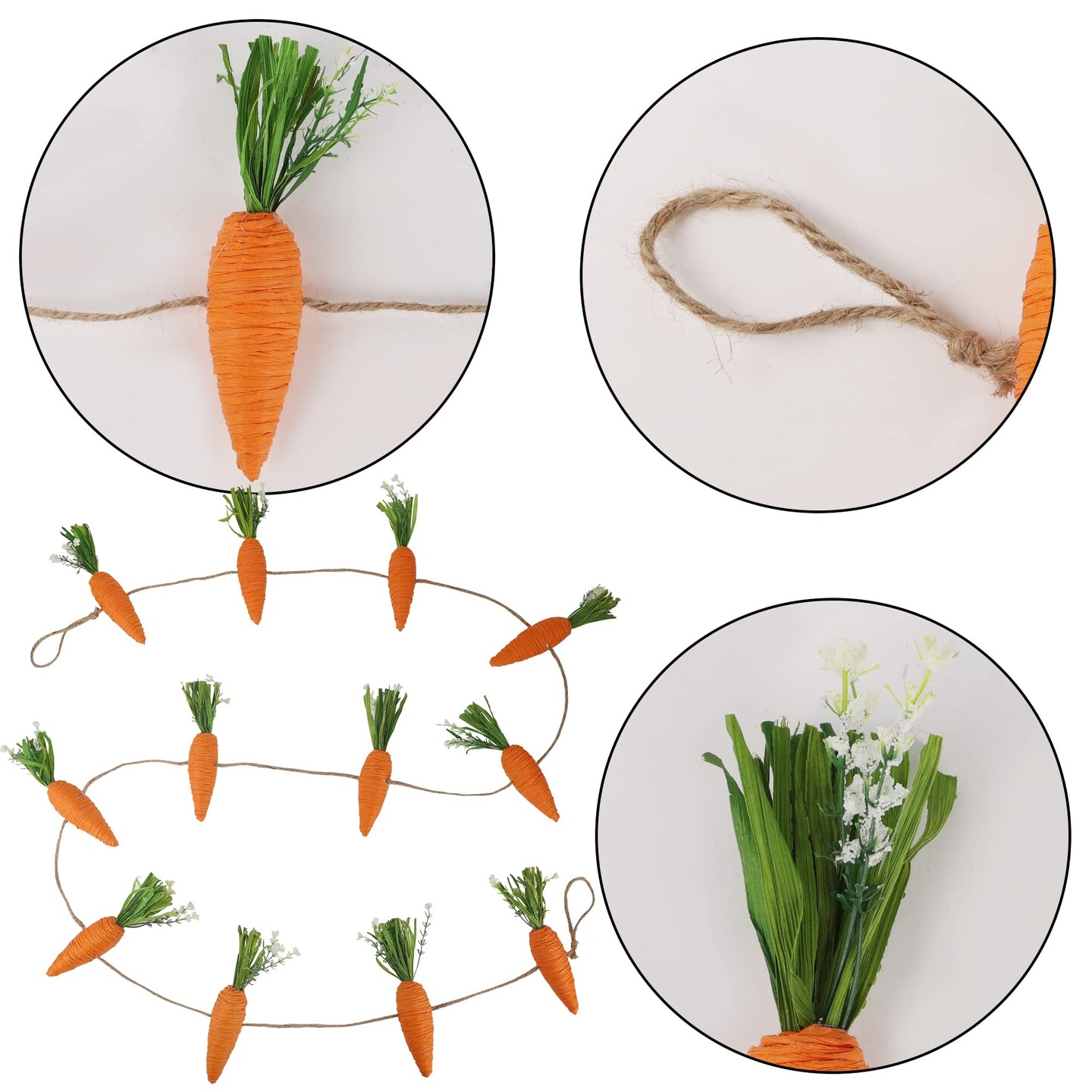 Easter Garland Decor, 12 Pcs Carrot Ornament for Mantel Decorations, 8.5 FT Hanging Artificial Carrots Garland Carrot Banner for Fireplace Home Kitchen Party