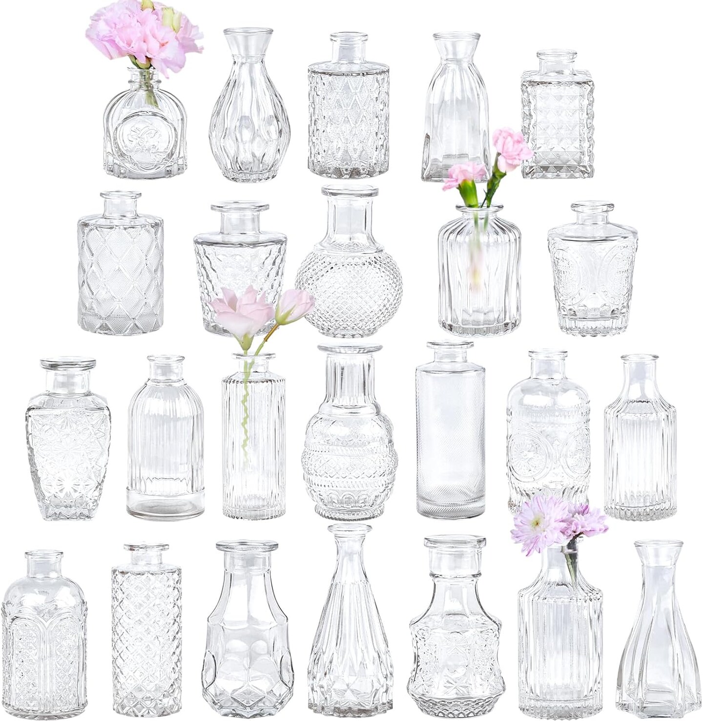 24PCS Glass Bud Vases Set Small Flower Vases for Centerpieces
