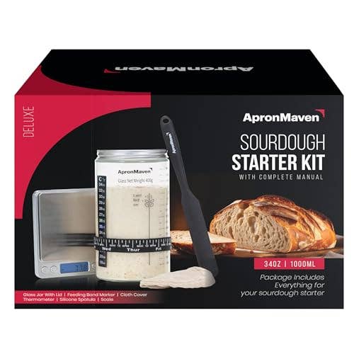 Artisan Sourdough Starter Kit – 34 oz Glass Jar with Scale & Tools