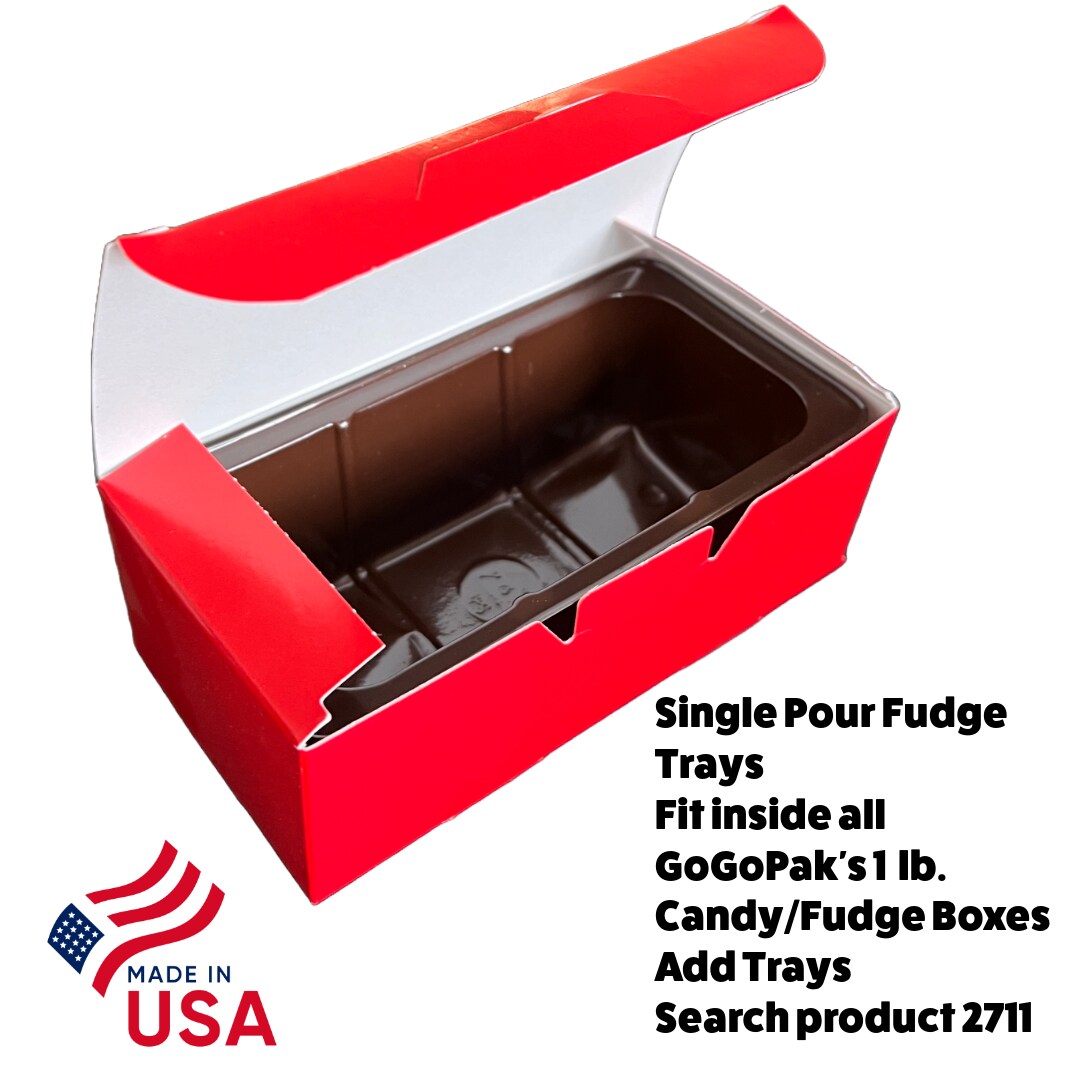 Made in USA - 50 Boxes - Candy & Fudge Boxes - 1 lb. Red - 1 Piece Assembly - Food Safe