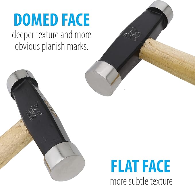 The Beadsmith Small Raising Hammer - 9 inches Wooden Handle, 65mm, 1.7oz Steel Head with Two Faces (2x13mm & 6x13mm) - Tool Used to Add Texture and Dimension to Metalwork