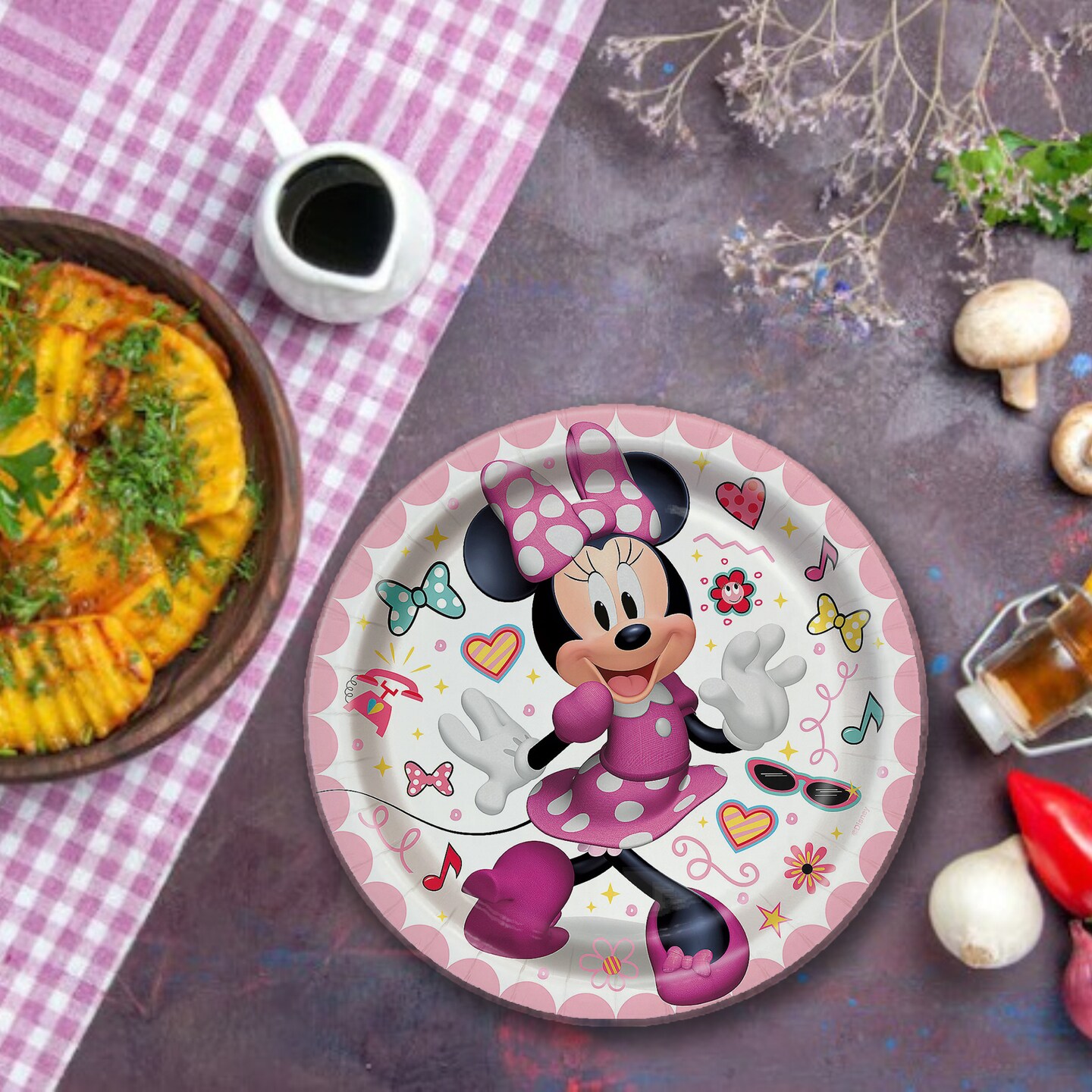 8 Count Minnie Mouse Party Paper Dessert Plates 7" Pink Birthday Party Supplies