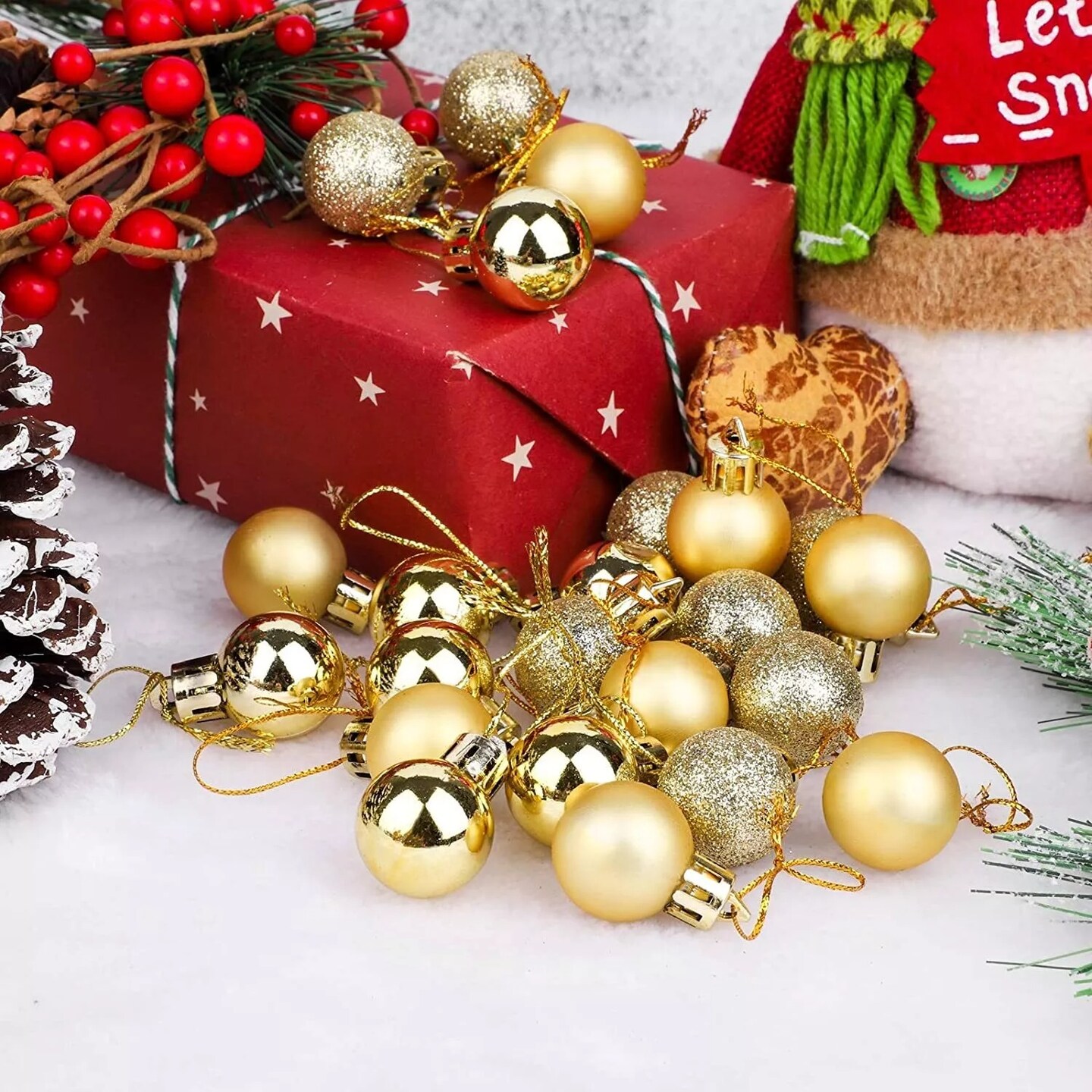 36/72 Pcs Christmas Glitter Ball Ornaments Tree Hanging Decor