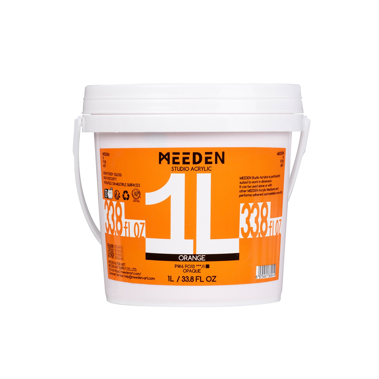 MEEDEN Orange Acrylic Paint: 1 L /33.8 oz Heavy Body Gloss Non-Toxic - Art Paints for Canvas, Wood, Craft Painting