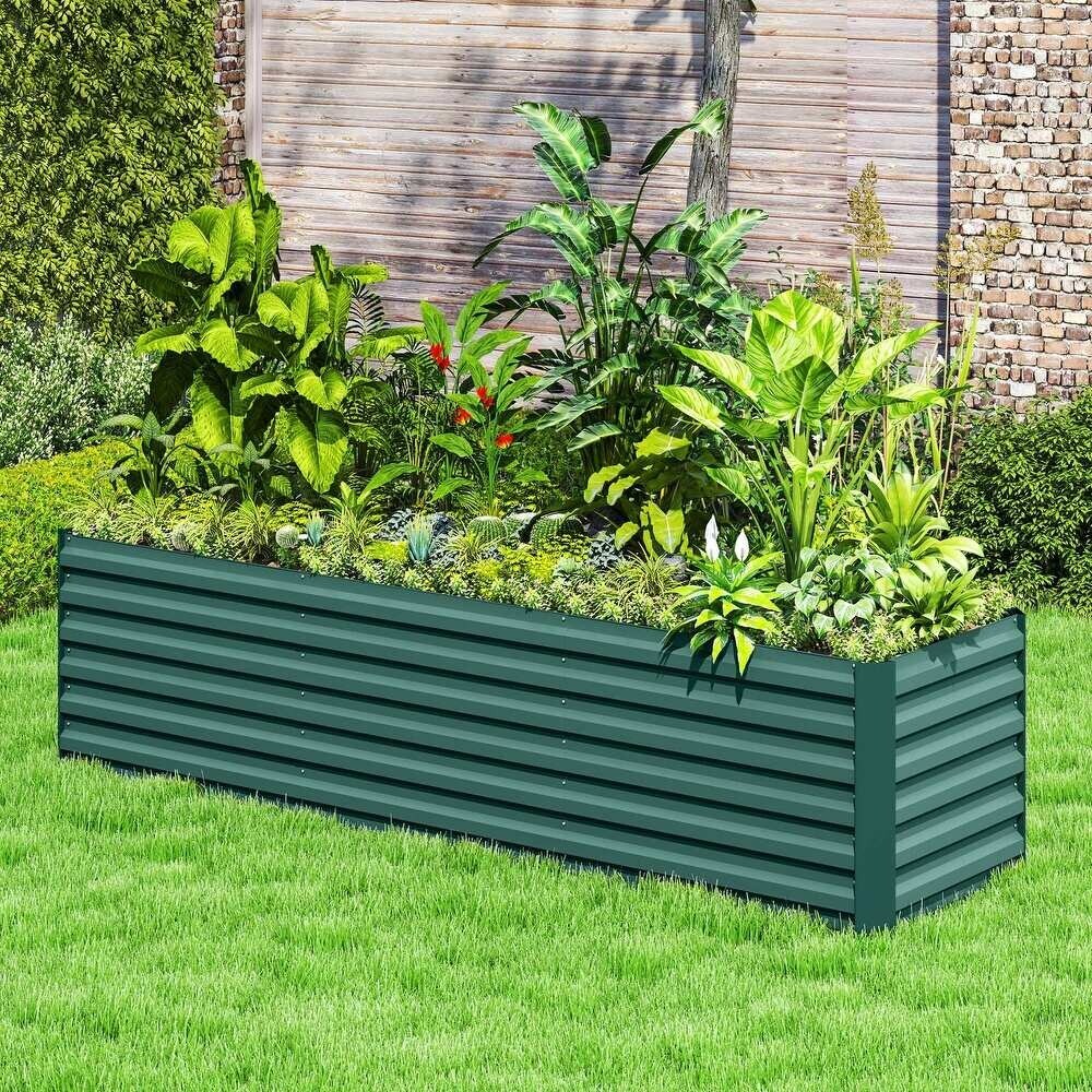 Large Outdoor Galvanized Metal Planter Box with Safety Edging
