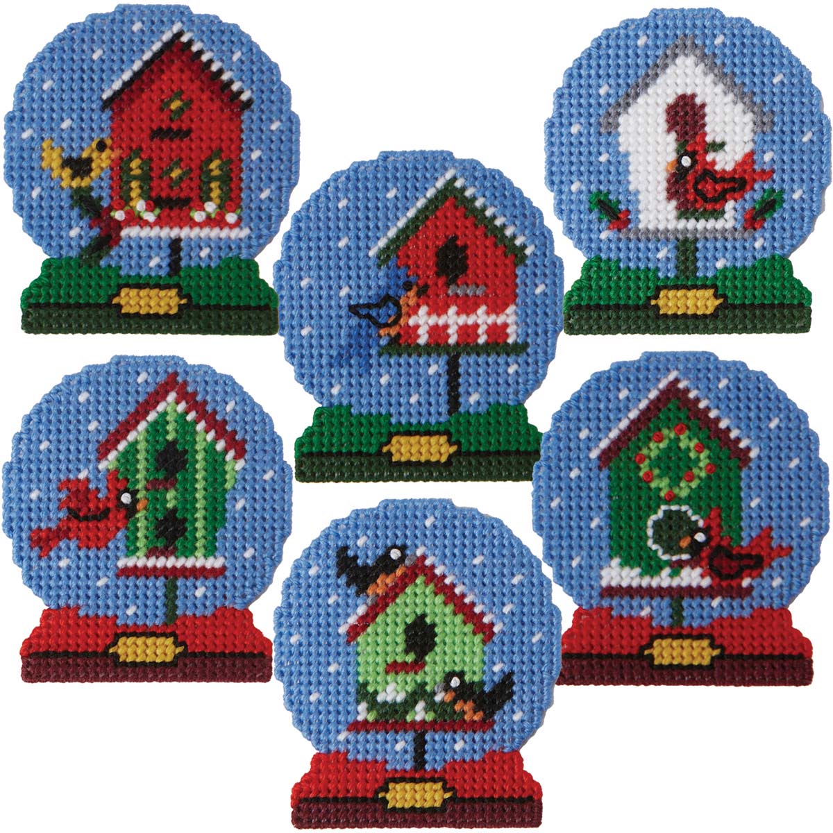 Herrschners Birdhouse Snow Globe Ornaments Plastic Canvas Kit