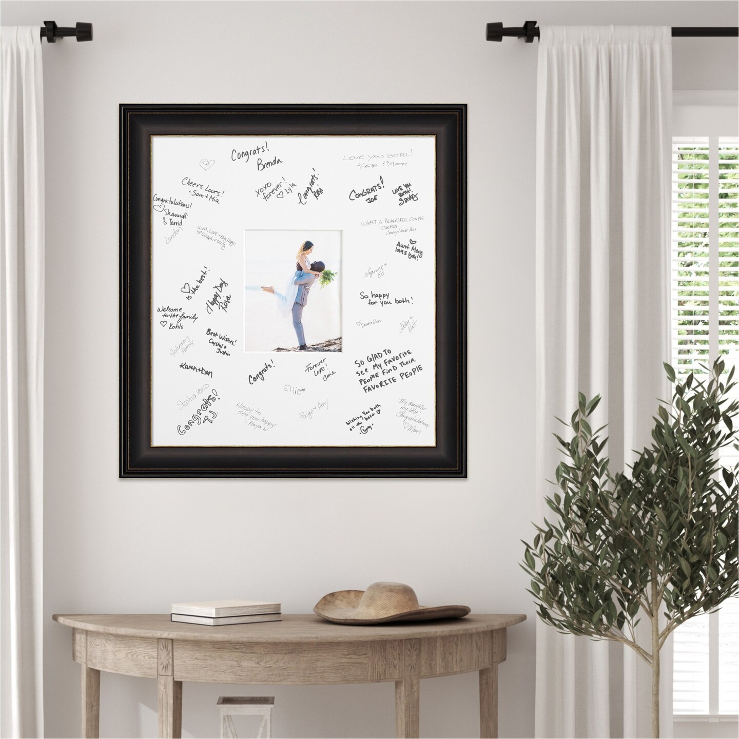 Trio Signature Mat Picture Frame, Photo Frame Wedding Guest Book Alternative, Autograph Picture Mat for Signature Board, Wedding Celebrations Graduations Support Encouragement or Retirement