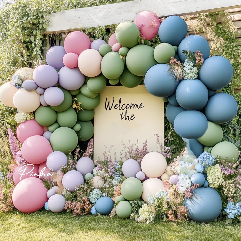 Dusty Blue Balloon Double Stuffed Slate Baby Blue Balloons Different Sizes 18/12/5 Inch Pastel Light Latex Arch Kit for Birthday Baby Shower Gender Reveal Decorations