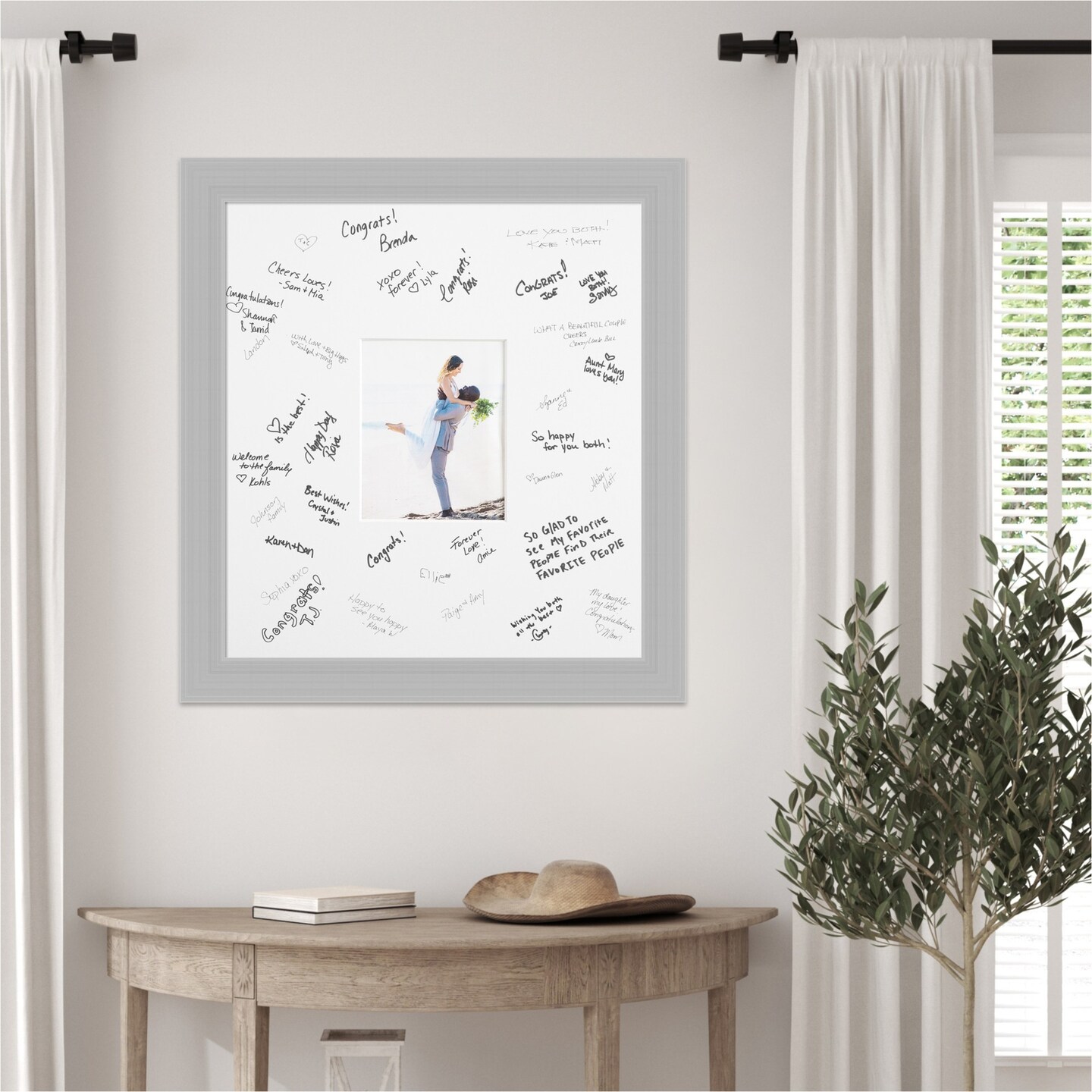 Brushed Signature Mat Picture Frame, Photo Frame Wedding Guest Book Alternative, Autograph Picture Mat for Signature Board, Wedding Celebrations Graduations Support Encouragement or Retirement