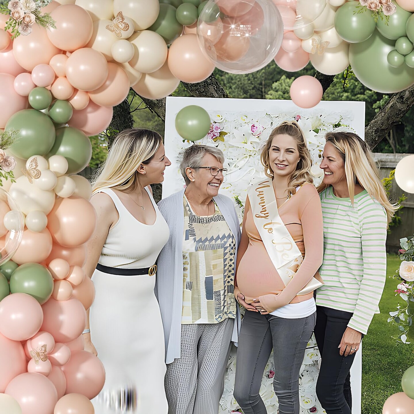 Pink and Sage Green Balloon Arch Kit - 131 Pcs Dusty Pink, Green and White Balloons for Baby Shower, Gender Reveal Decorations