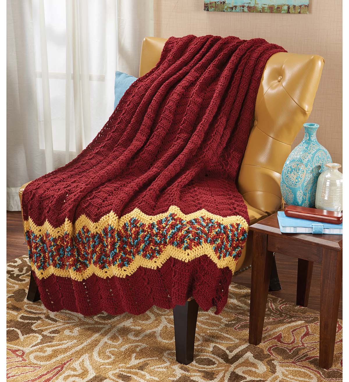 Herrschners  Spiced Ripple Throw Crochet Kit