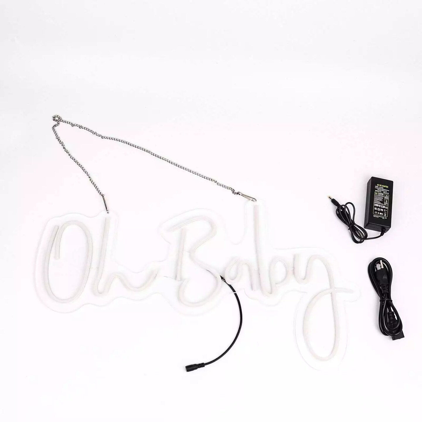 26&#x22; Warm White Oh Baby Neon Sign LED Hanging Wall Decor Lights Party Decorations