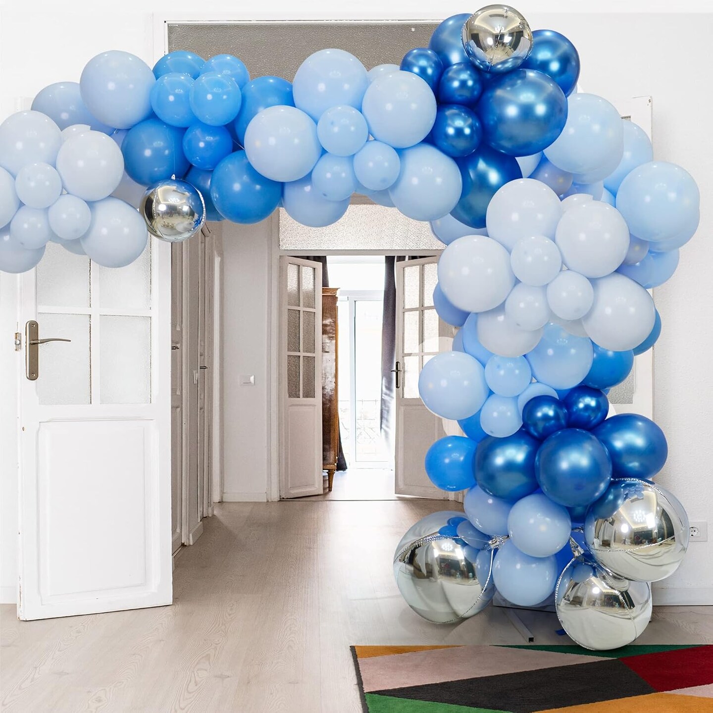 14pcs Mylar Balloons - 22in, 15in, 10in Different Sizes Large Metallic Silver Foil Balloons Chrome Decor | 360 Degree 4d Round Helium Balloon